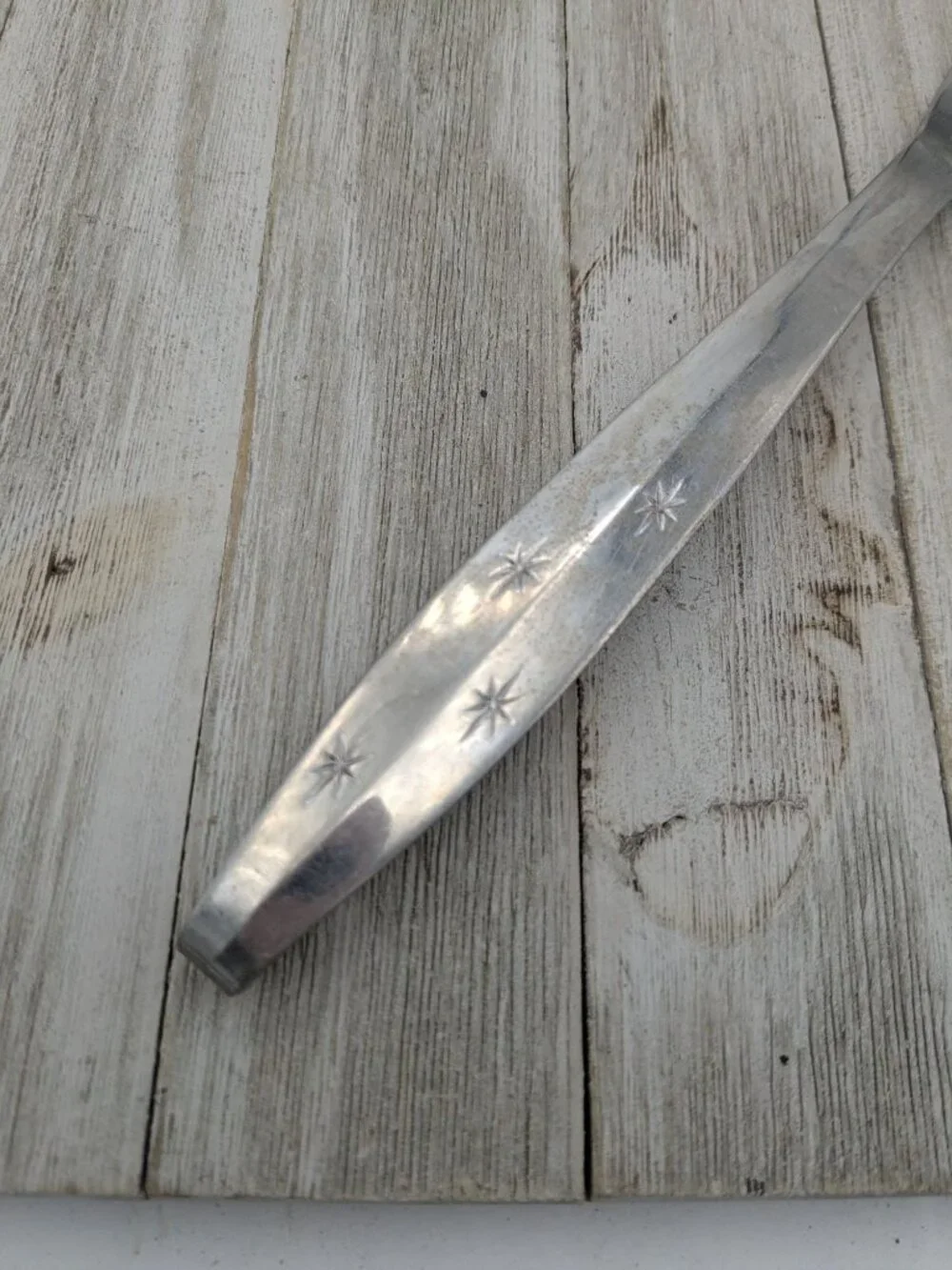 Vintage Regent Sheffield Solid Stainless Steel Meat Serving Fork Star Design